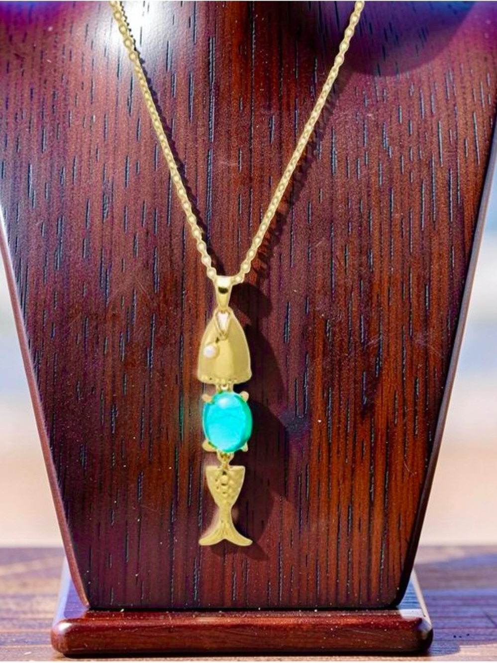 14 Karat Gold Plated Fish Pendant Necklace